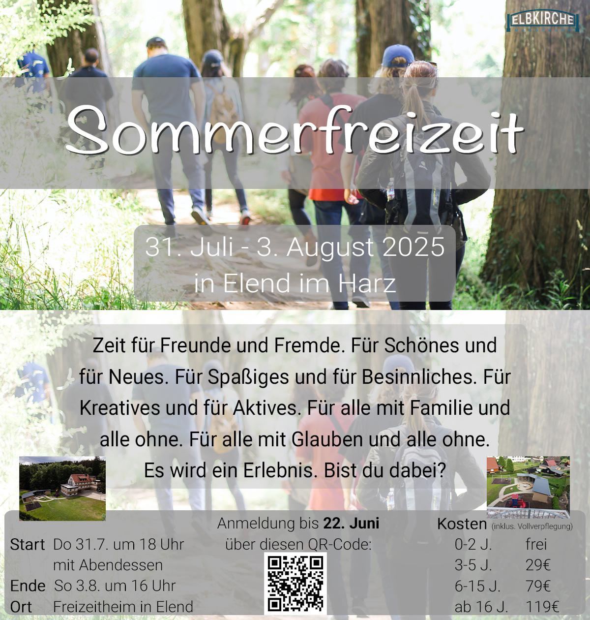 Sommerfreizeit 2025. Vom 31. Juli bis 3. August 2025 in Elend im Harz.